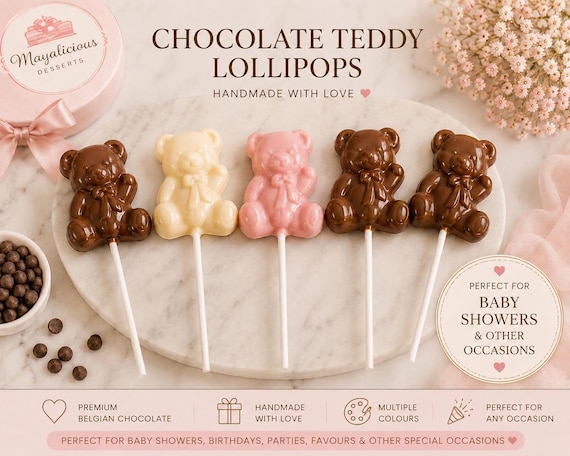 チョコレートワールド社 ロリポップテディーベア チョコレートモールド2枚セット Chocolate Teddy Bear Lollipops | Baby Shower Favours
