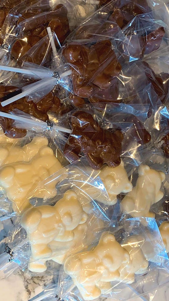 Chocolate Teddy Bear Lollipops | Baby Shower Favours