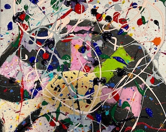 Signed Mixed Media Abstract Art “Champagne Supernova” 16x20”