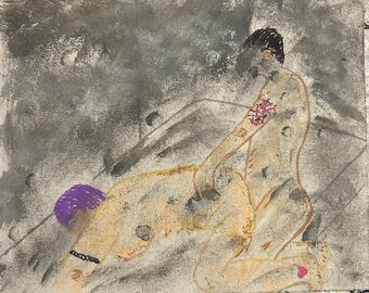 signed original abstract erotic art “shades ” 8x10”