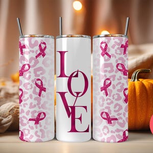 Breast Cancer Awareness Tumbler: Pink Ribbon, Butterfly Design