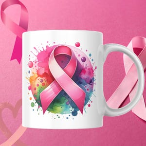 Breast Cancer Awareness Gift Set: Ribbon Shirt, Tumbler & Mug