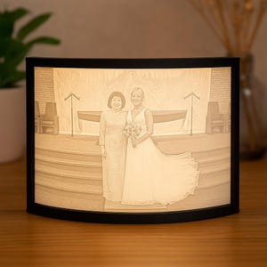 Custom 3D Printed Lithophane Memorial Photo Lamp – Personalized Keepsake Gift, Wedding, Anniversary, Remembrance Decoration