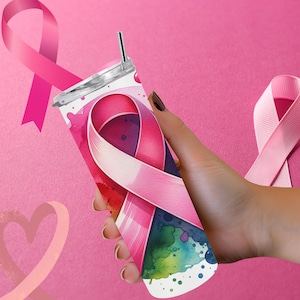 Breast Cancer Awareness Gift Set: Ribbon Shirt, Tumbler & Mug