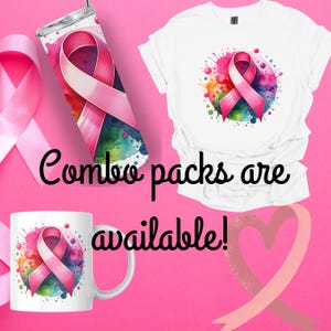 Breast Cancer Awareness Gift Set: Ribbon Shirt, Tumbler & Mug