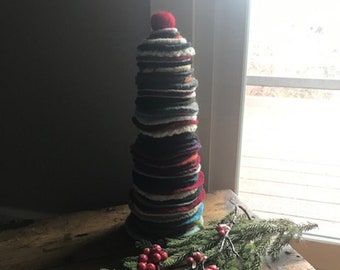 Felted Wool Large Christmas Tree. Felted Wool Sweater Trees. Christmas Décor. Stacked Christmas Tree. Handmade Wool Décor.