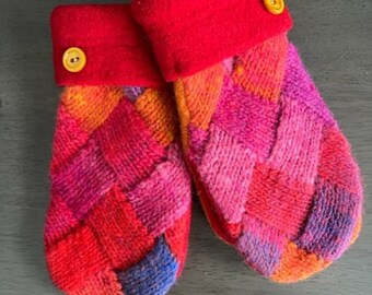 Recycled Wool Mitten, Sweater Mitten with Cashmere lining, Upcycled Mittens