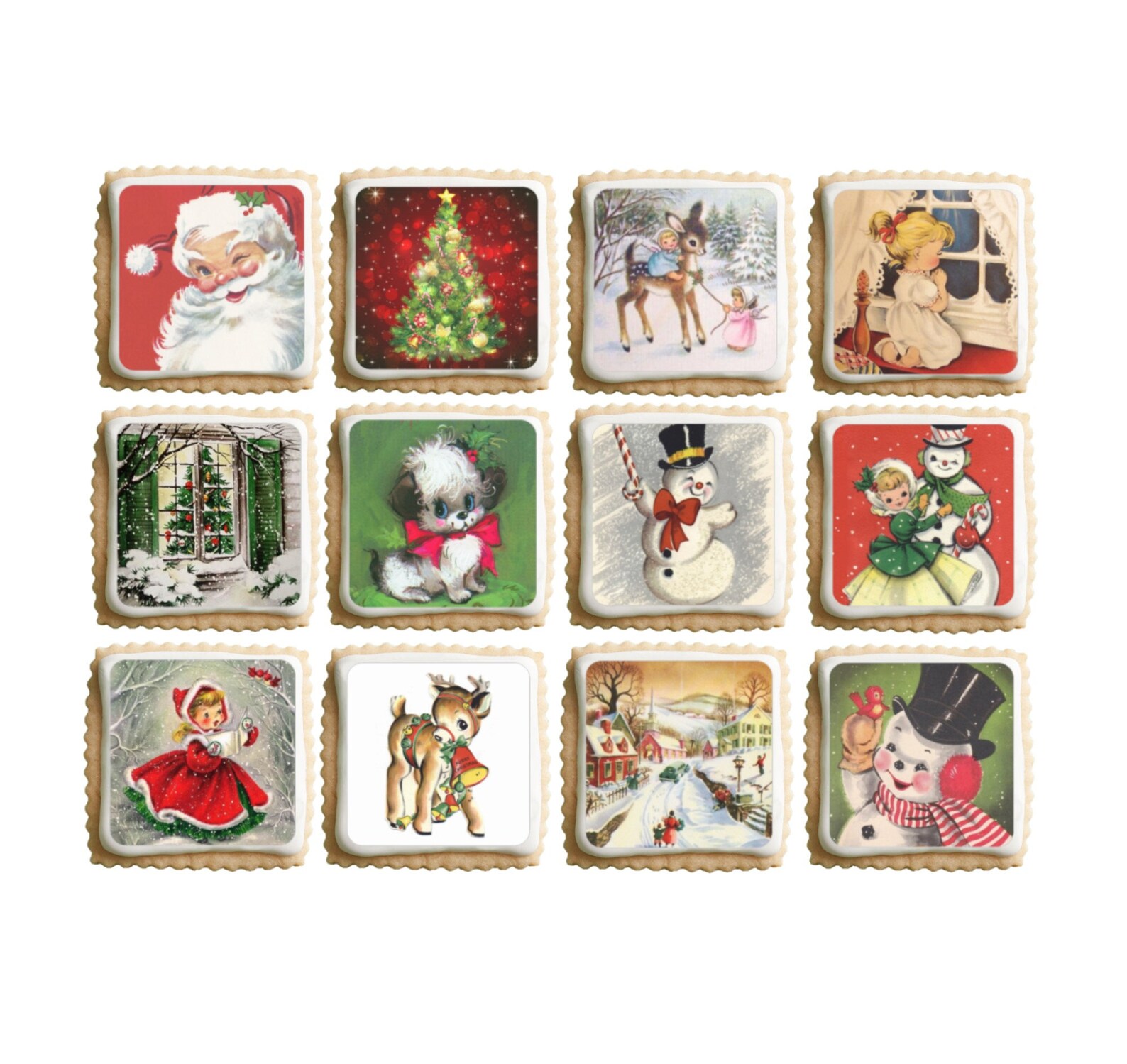 Vintage Christmas Toppers Edible Image Cookie / Cupcake Etsy