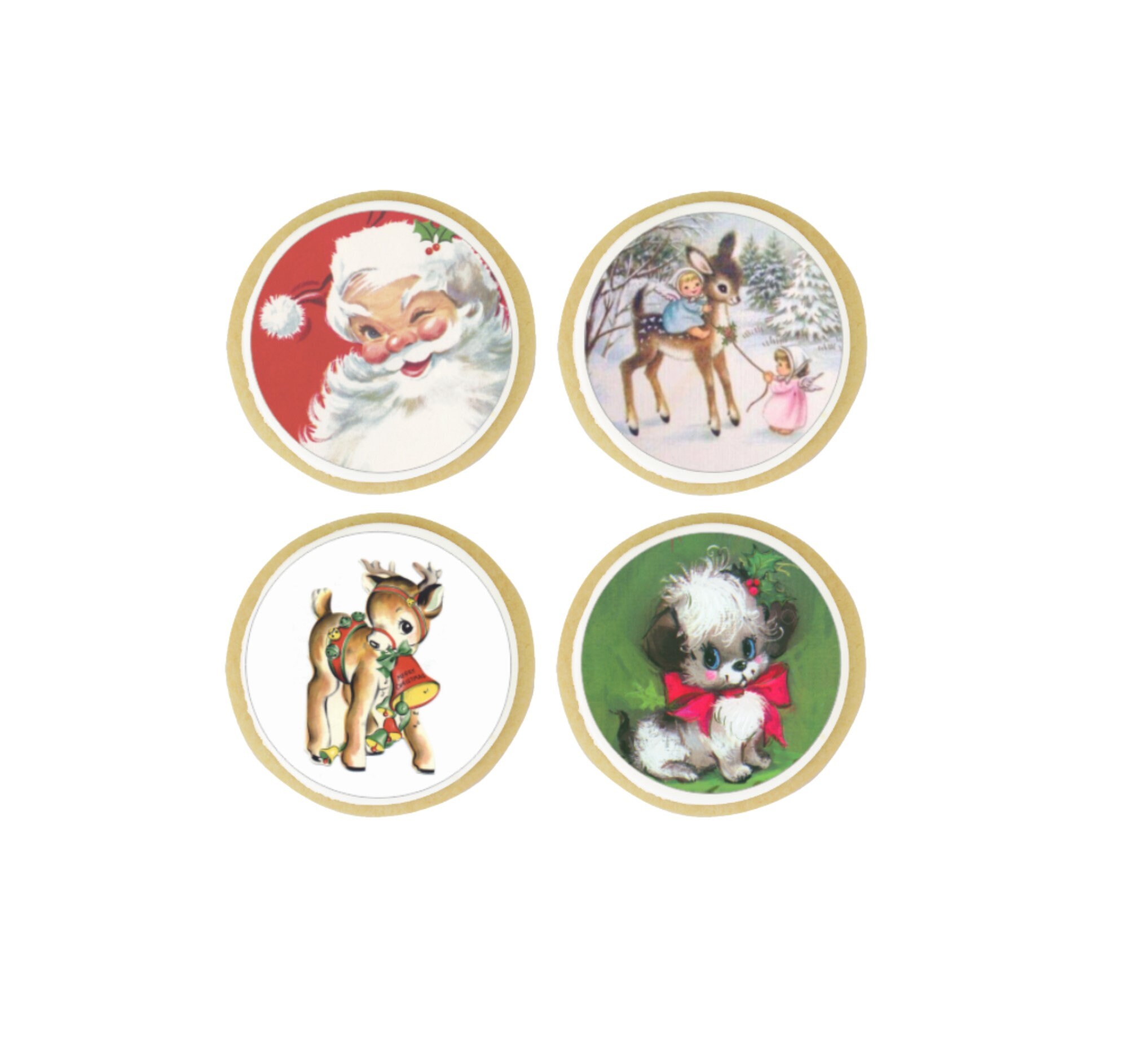 Vintage Christmas Toppers Edible Image Cookie / Cupcake Etsy