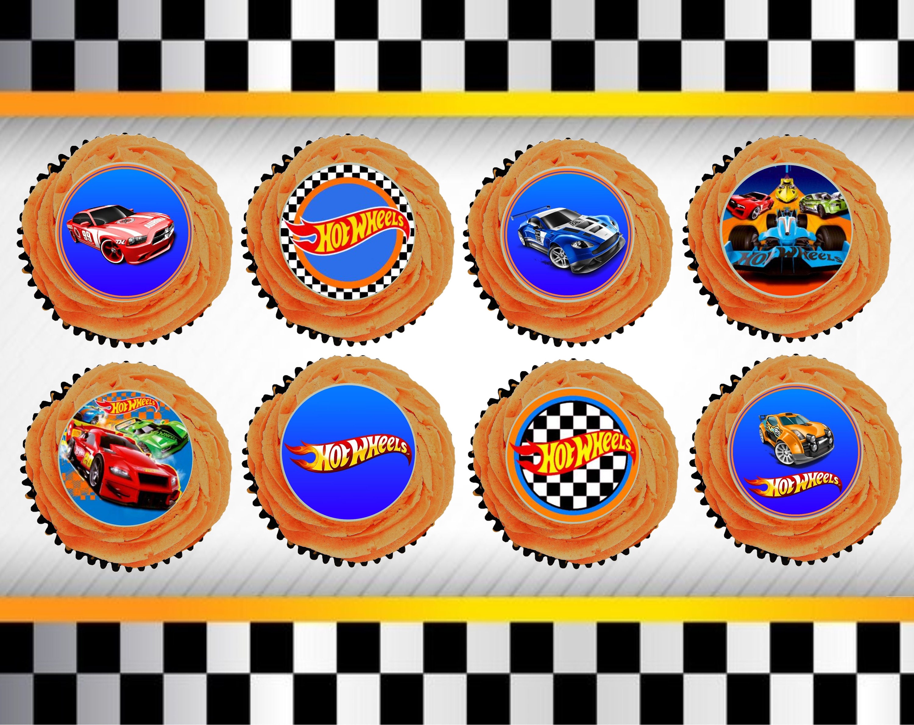 Hot Wheels Party Edible Image Cupcake Topper PRE-CUT | Etsy