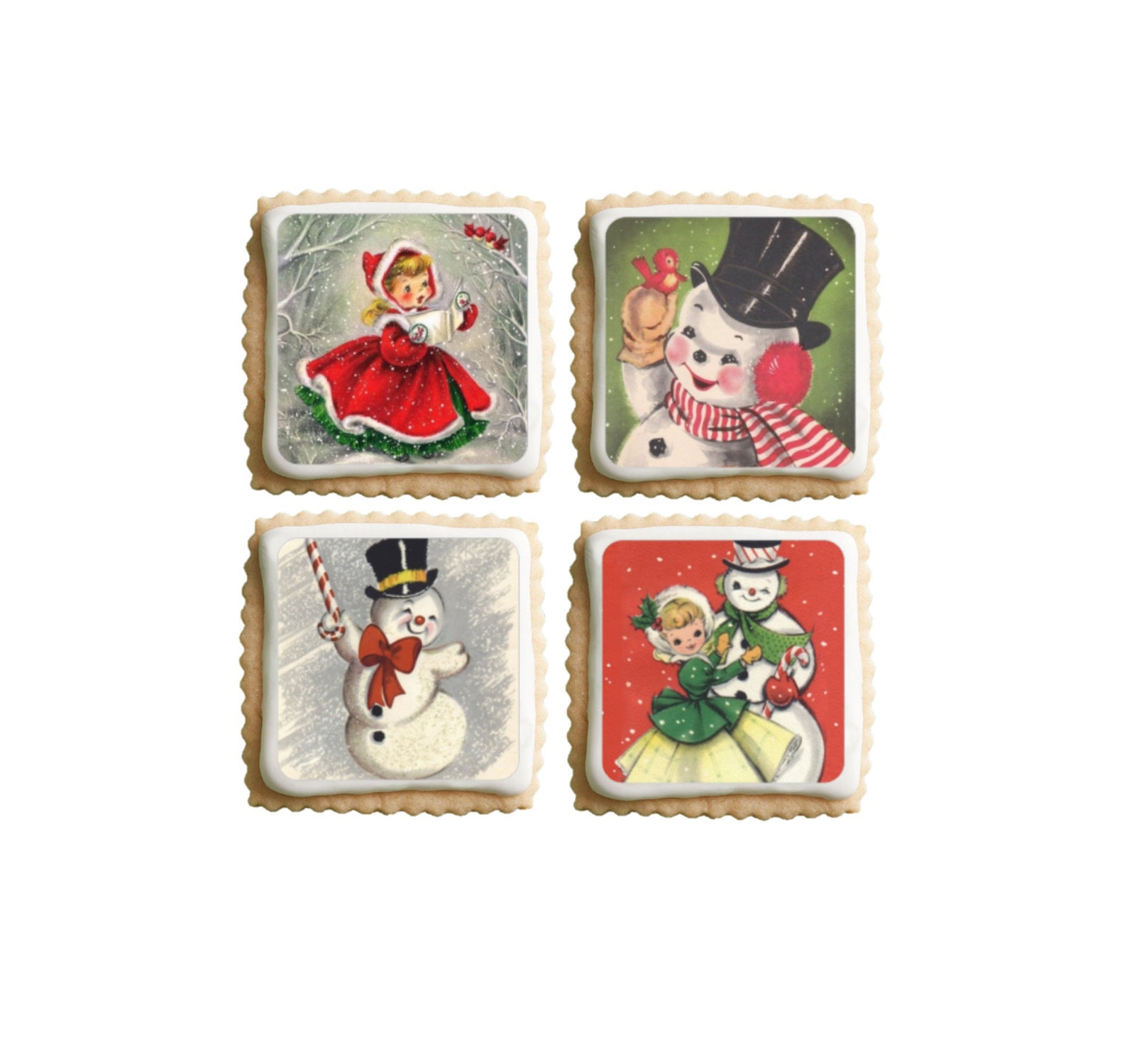 Vintage Christmas Toppers Edible Image Cookie / Cupcake Etsy Australia