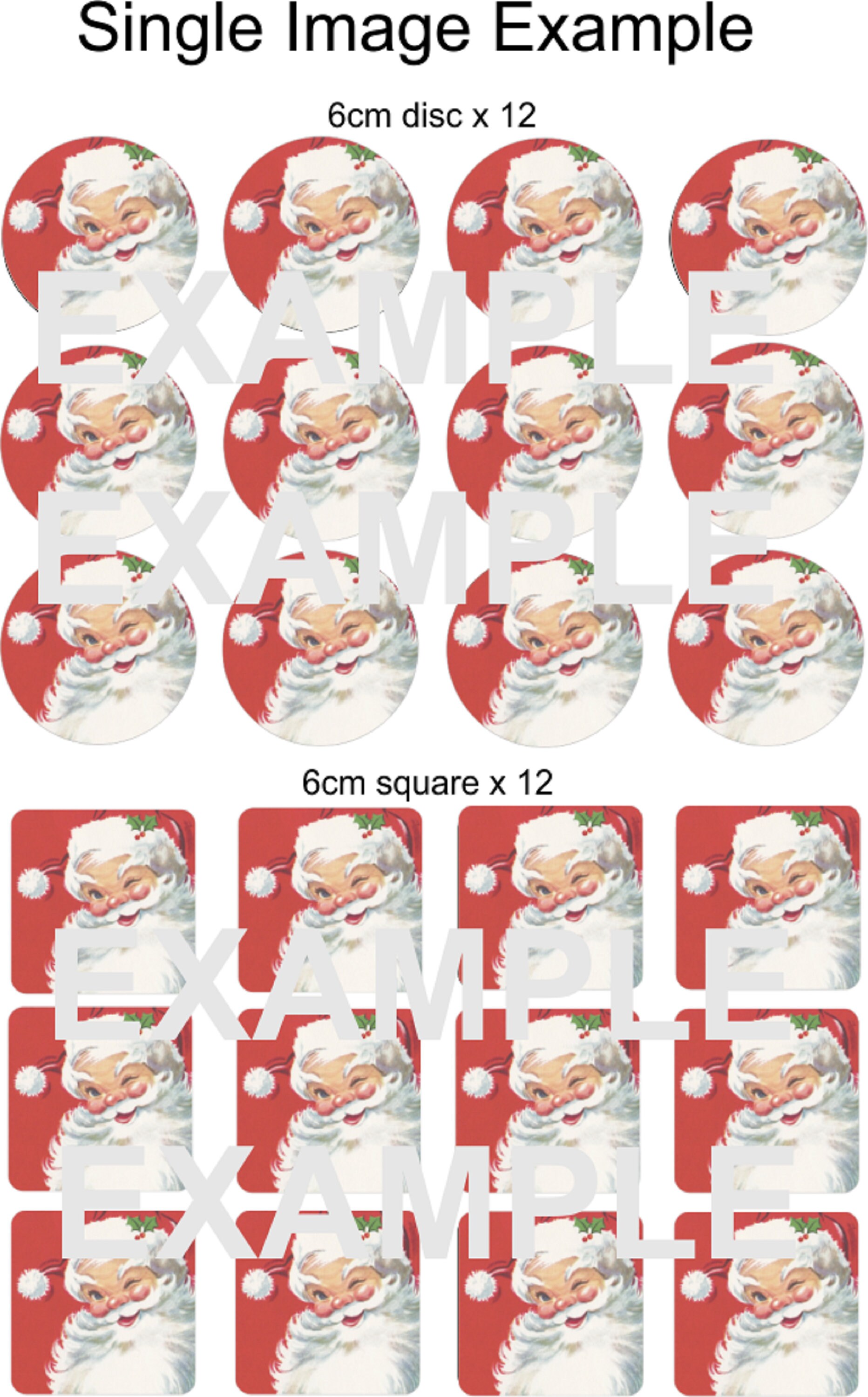 Vintage Christmas Toppers Edible Image Cookie / Cupcake Etsy