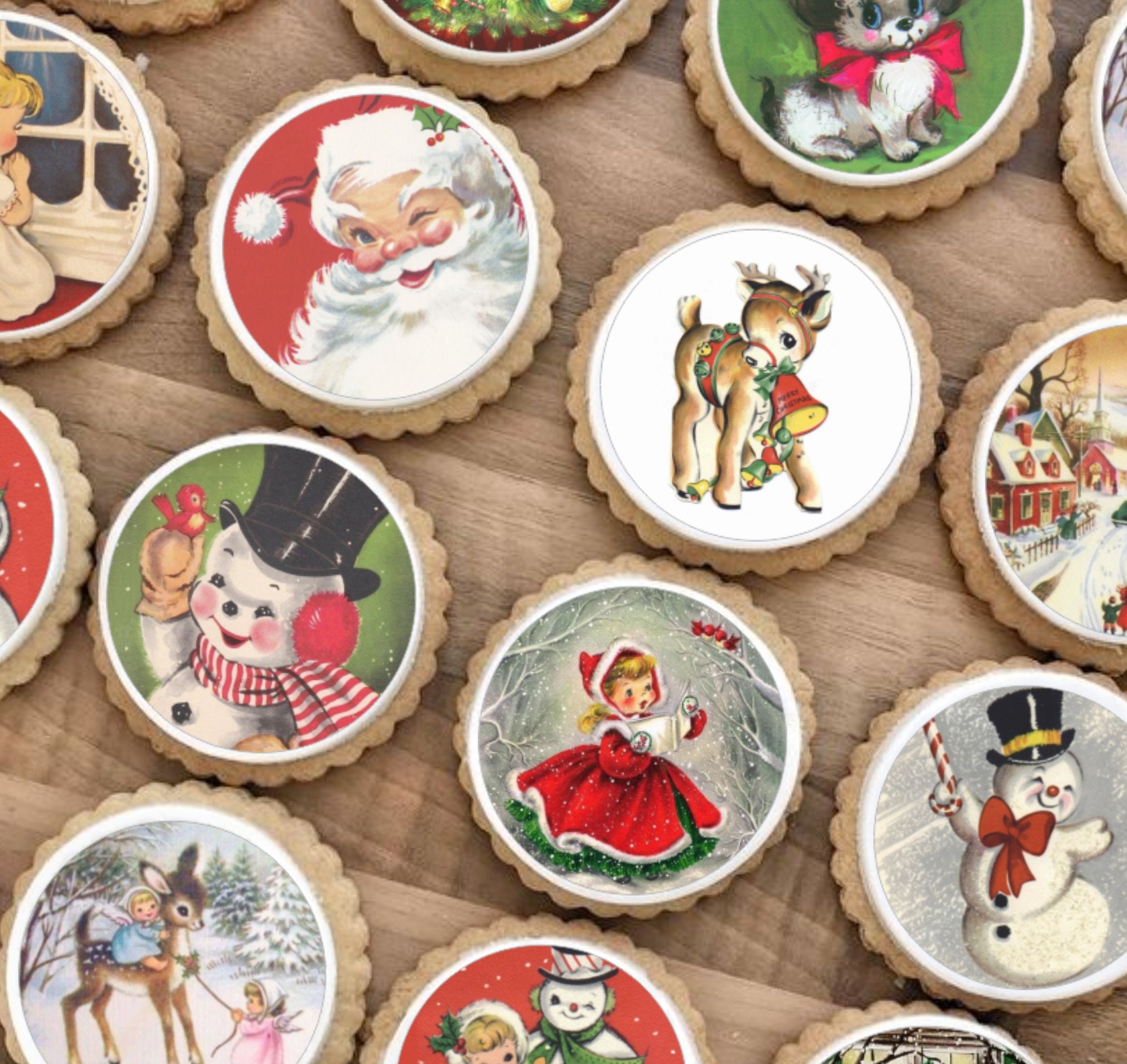 Vintage Christmas Toppers Edible Image Cookie / Cupcake | Etsy