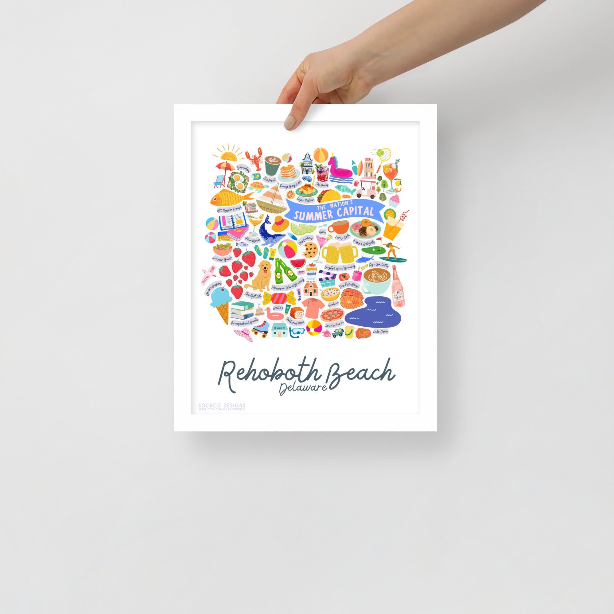 Framed Rehoboth Beach Print Etsy