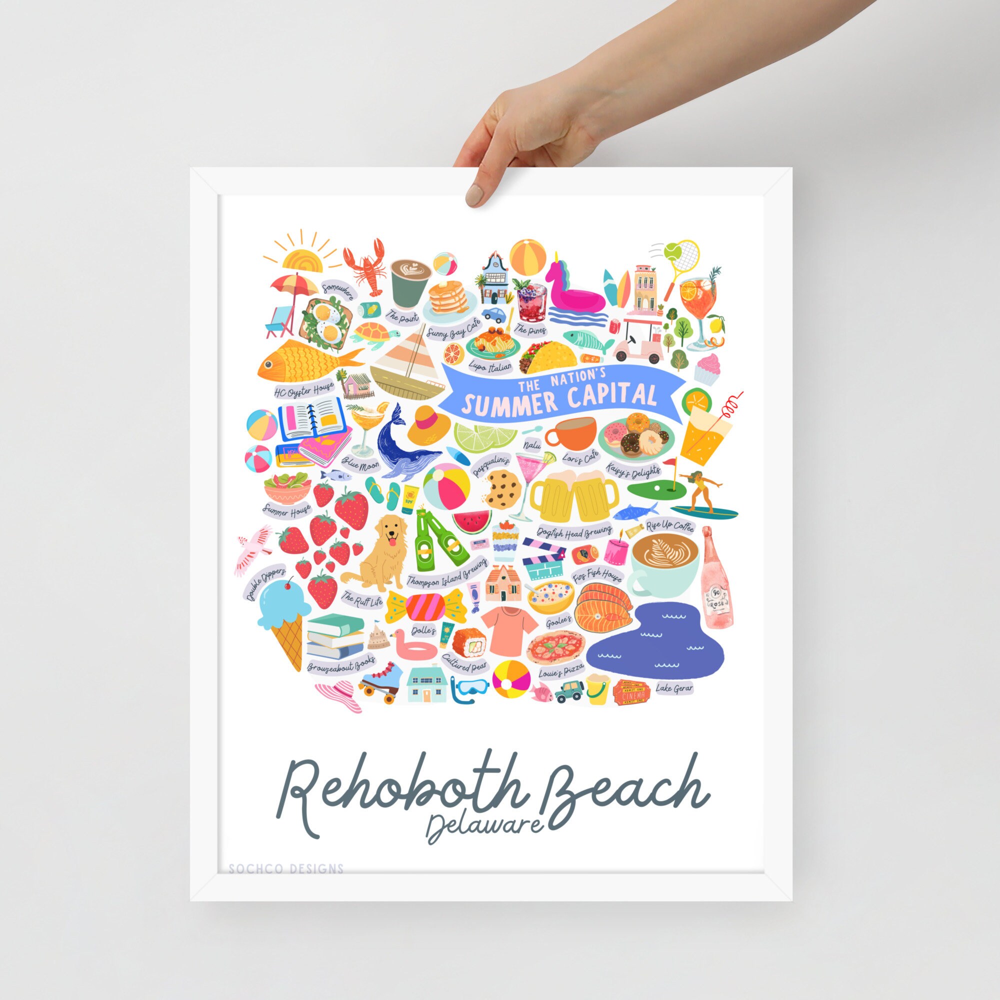 Framed Rehoboth Beach Print Etsy