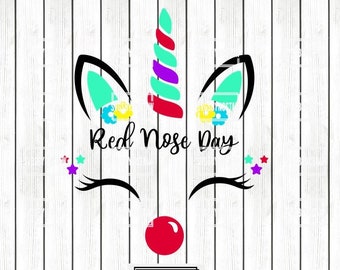 Red Nose Day cut file in svg/png/pdf/jpg. Red Nose Day svg. Unicorn svg. Child Poverty Awareness. Digital Download.