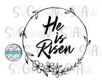 He is Risen cut file in svg/png/jpg/pdf. Jesus svg. Easter svg. Religious svg. Matthew 28:6. Digital Download.