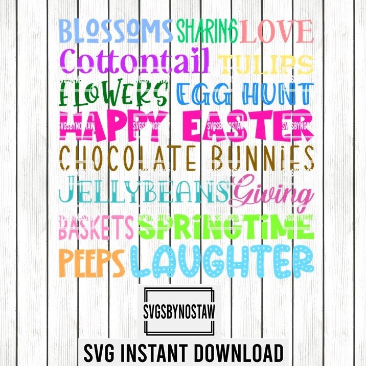 Happy Easter cut file in svg/png/jpg/pdf. Easter Subway Art | Etsy