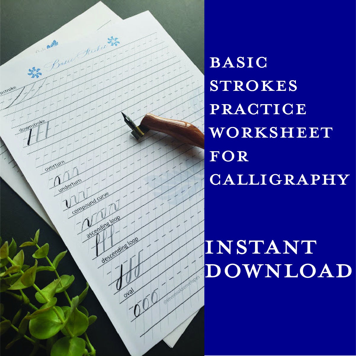 Calligraphy Practice Sheet,basic Strokes of Calligraphy Worksheet