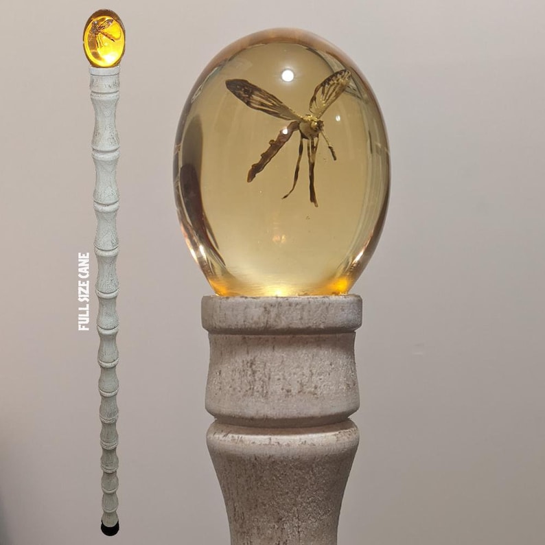 Hardwood John Hammond Cane with 3D printed fly image 1