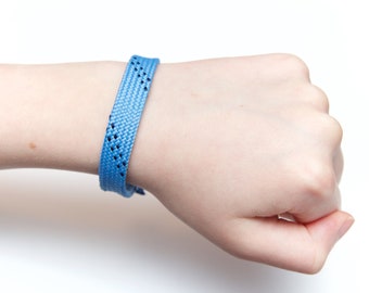 Light Blue Hockey Lace Wristband Bracelet