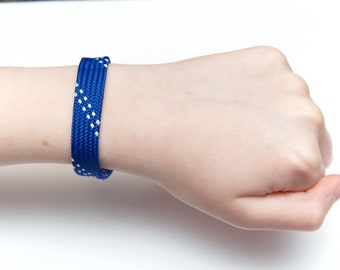 Blue Hockey Lace Wristband Bracelet