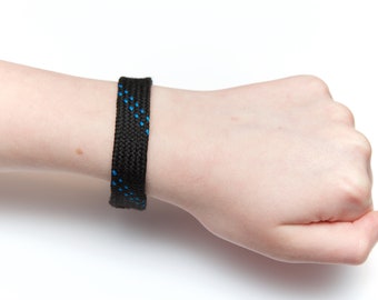 Black Hockey Lace Wristband Bracelet