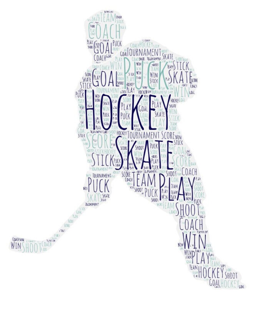 Personalized Word Art Gift Ice Hockey Word Art for Hockey Etsy
