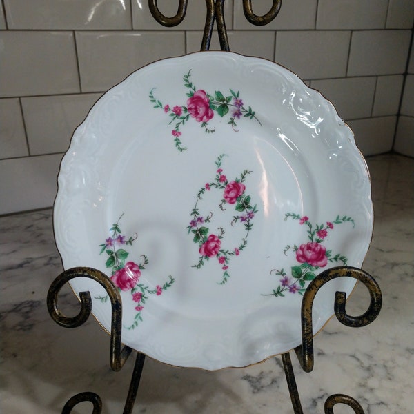 1936 Vintage Set of 4 Rose Garden Wawel Bread & Butter Plates - Made in Poland