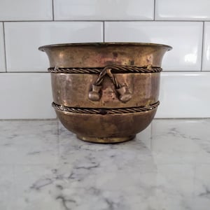 Vintage Solid Brass Planter Plant Pot Indoor Planter Home Décor Patina