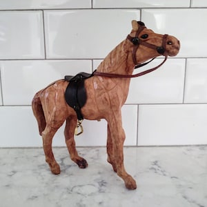 Vintage Leather Wrapped 7.5&quot; Tall Horse Figurine Home Décor