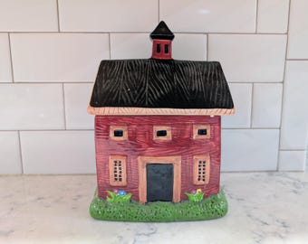 Sakura Warren Kimble Red Barn Large Canister Cookie Jar Flour or Sugar Container