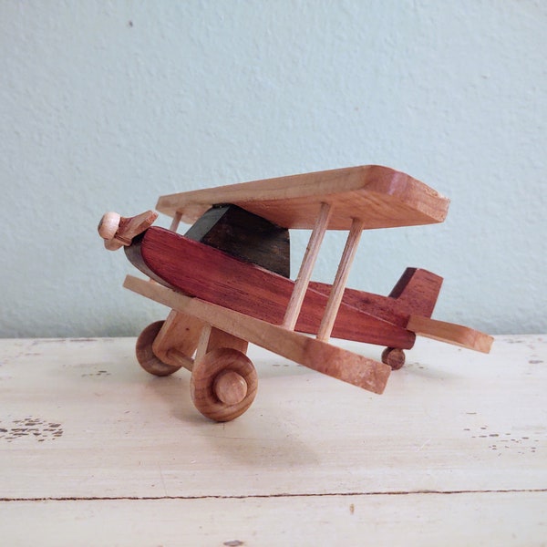 Vintage Wooden Airplane Home Décor Toy