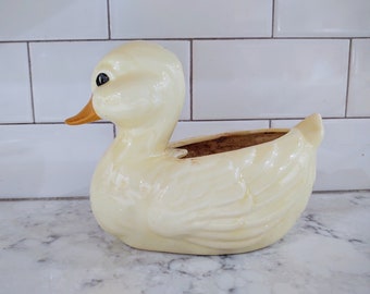 Vintage Ceramic White Duck Indoor Plant Pot