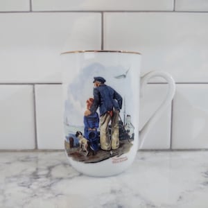 Tasse à café Norman Rockwell vintage 1985, tasse à thé face à la mer fabriquée au Japon