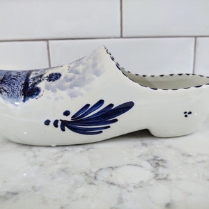 Vintage Handpainted Delft Shoe Garden Décor Planter Wall Hanging Made in Holland image 1