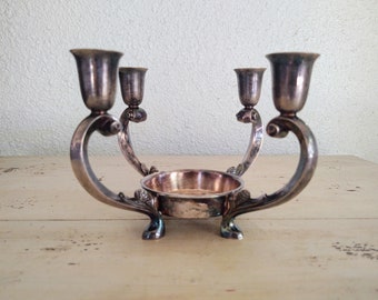 Castiçal Reed & Barton banhado a prata, década de 1940 - Fabricado nos EUA - Decoração para velas