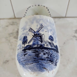 Vintage Handpainted Delft Shoe Garden Décor Planter Wall Hanging Made in Holland image 3