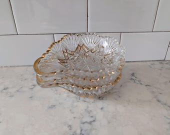 EAPG Sauce Dish: Antique McKee Glass Champion Pattern with Gold Rim