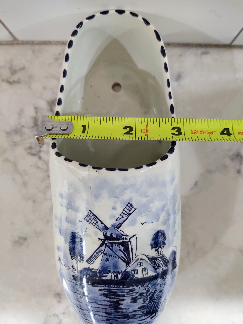 Vintage Handpainted Delft Shoe Garden Décor Planter Wall Hanging Made in Holland image 8