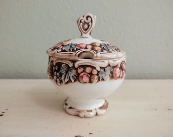 Prato de doces vintage Lefton Della Robbia, pintado à mão, para decoração de cozinha.
