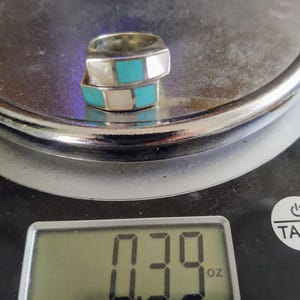 Vintage Sterling Silver Turquoise Mother of Pearl Ring 925 Size 6/6.5 ...