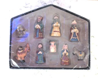 Presépio Vintage em Miniatura com 10 Peças e Caixa Original