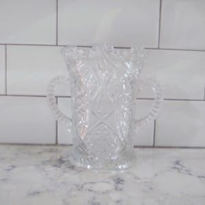 Vintage Antique Dual Handle Pressed Glass Vase Home Décor