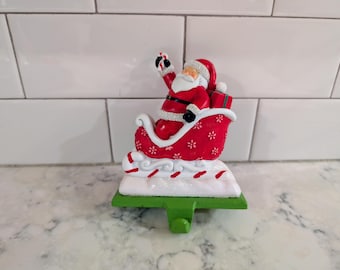 Suporte para meia de Natal vintage com Papai Noel em formato de bengala doce - Decoração sazonal para as festas de fim de ano.