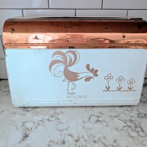 Vintage MCM Ransburg Wall Mount Metal 3 Compartment Paper Towel Saran Wrap Aluminum Foil Dispenser