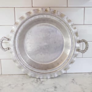 Vintage Everlast Metal Hand Forged Pie Serving Tray No. 5031 Fits 9&quot; Glass