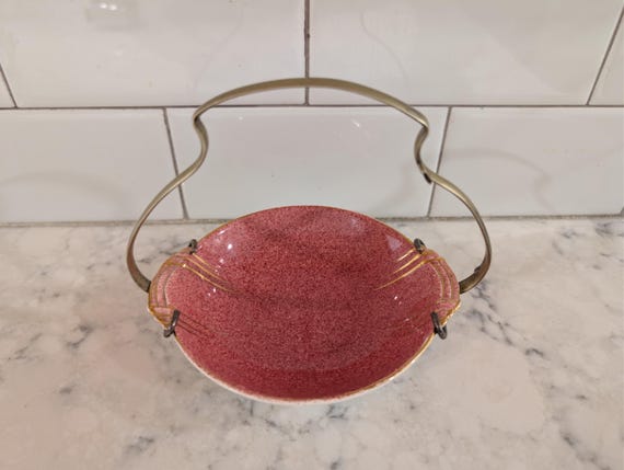 Royal Winton Pink Speckled Trinket Dish, Gold Trim, England