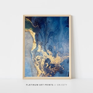 Luxury Abstract, Blue and Gold, Fluid Art Painting, Wall Art, Printable, Abstract, Abstract Art, Abstract Painting, Digital Download,Print