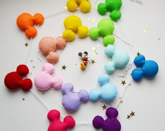 Disney Rainbow Garland, Pastel Mickey Garland, Disney Banner, Colorful Garland, Color Garland, Disney Garland